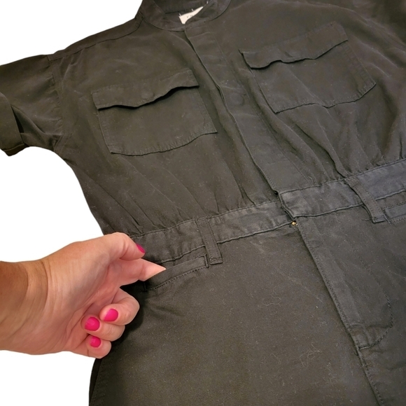 Frame Le Tomboy Dress Black Women's Size Small Button Snaps Pockets Mechanic - Picture 9 of 11